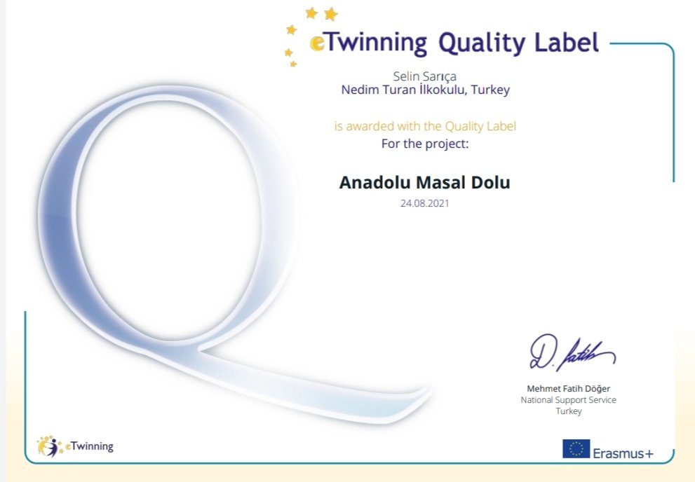 Güne güzel haberle başladık😊@oslmlk0320 ile anadolu masallarını öğrencilerimize tanıtmak, yaşatmak için kurduğumuz, yürüttüğümüz projemizde bütün ortaklarımız kalite etiket aldı👏 Devamının gelmesi dileğiyle🥰 <a href="/DoluMasal/">Anadolu Masal Dolu</a> <a href="/tretwinning/">eTwinning Türkiye</a> <a href="/metinyalcinn/">Metin YALÇIN</a> <a href="/afyonilmem/">Afyonkarahisar İl Milli Eğitim Müdürlüğü</a> <a href="/eTwinningAfyon1/">eTwinning Afyonkarahisar</a>