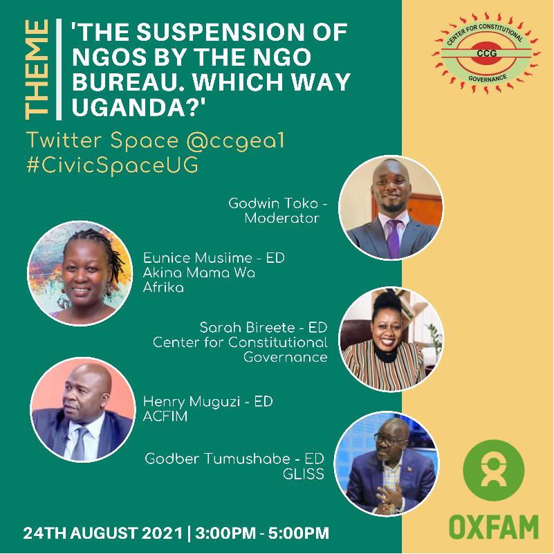 Here is a conversation not to miss. The suspension of operations of #NGOs is simply disruptive & a manifestation of the broader #CivicSpaceUG  challenges in #Uganda. Alot has been said about the manner & legality of the suspension. Practitioners & Experts will share their input.