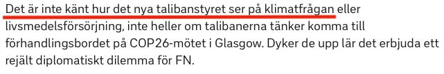 JensGanman's tweet photo. SVT:s klimatkorrespondent Erika Bjerström "analyserar" talibanernas förhållande till klimatet. Och igen: det här är ingen satirartikel... https://t.co/KQay3qyw14 https://t.co/atNBkmLDYy