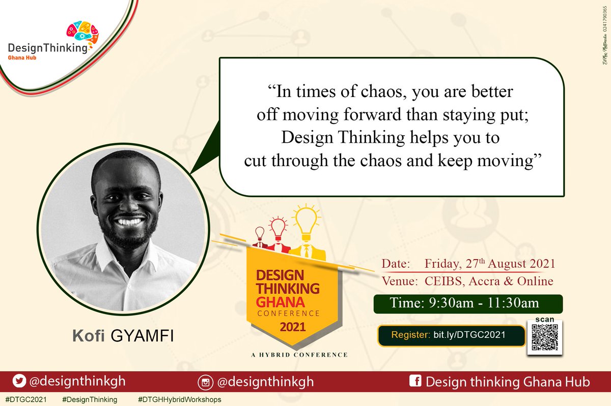 Join us on Friday, for Design Thinking Ghana Conference 2021. Registration will close soon so endeavor to book your seat at bit.ly/DTGC2021

#HybridWorkshops 
#DesignThinking 
#DTGC2021