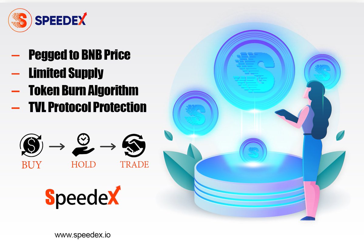 SPDX Tokens

- Pegged to BNB Price
- Limited Supply
- Token Burn Algorithm
- TVL Protocol Protection

Buy | Hold | Trade 

SpeedeX
For Greater Trading Experience

#speedex #spdx #spdxtokens #blockchain #crypto #cryptocurrency #buyandsell #exchange #trading #traders