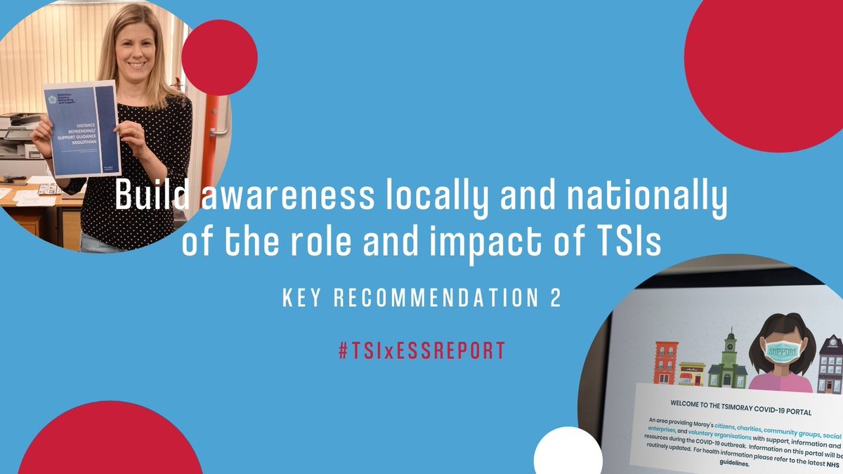 TSIScotNet's tweet photo. #TSIxESSReport Key Recommendation 2:

Covid-19 raised awareness of the third sector and TSIs, however we need to build on this momentum and highlight our work.

The report also calls for more engagement with TSIs when designing national programmes of support for the third sector. https://t.co/27RA9HKyWf