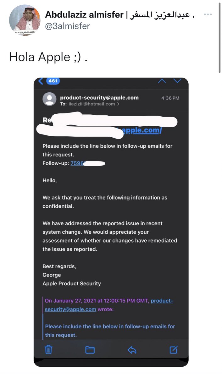 Dmoojah's tweet image. ماشاءالله تبارك الله .. بهالعمر ومكتشف ثغرات أمنية في وزارة الدفاع الامريكية وفي شركة أبل