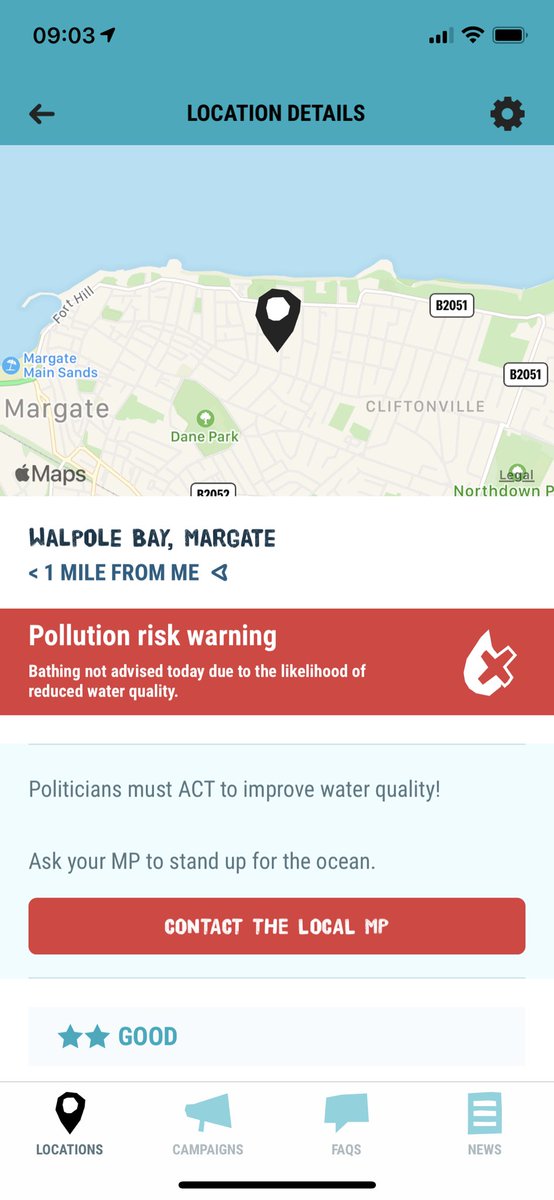 Sadly it is not just for 24hours, now it’s day 3 of water quality warnings at Walpole Bay and there hasn’t even been any rain. What is happening <a href="/SouthernWater/">Southern Water</a> <a href="/EnvAgencySE/">Environment AgencySE</a> <a href="/ThanetCouncil/">.</a> ?