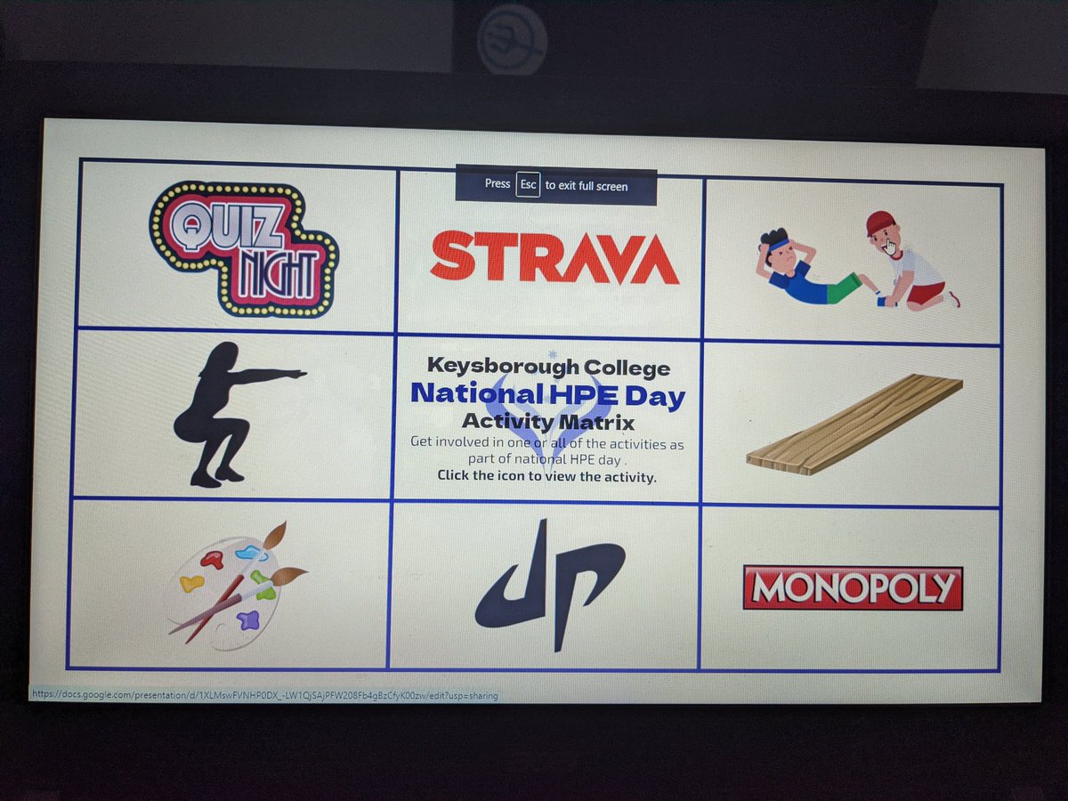 Getting ready for National HPE day. 
Activity Matrix.