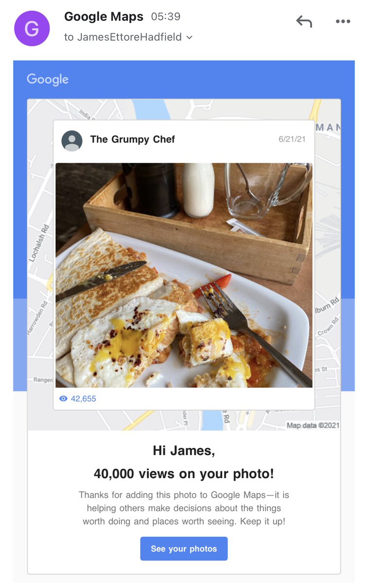 coregenomics's tweet photo. Can 40,000 people really have seen my review of #TheGrumpyChef in Inverness?
The breakfast burrito was excellent but even so! https://t.co/NzbDrp7Wcd