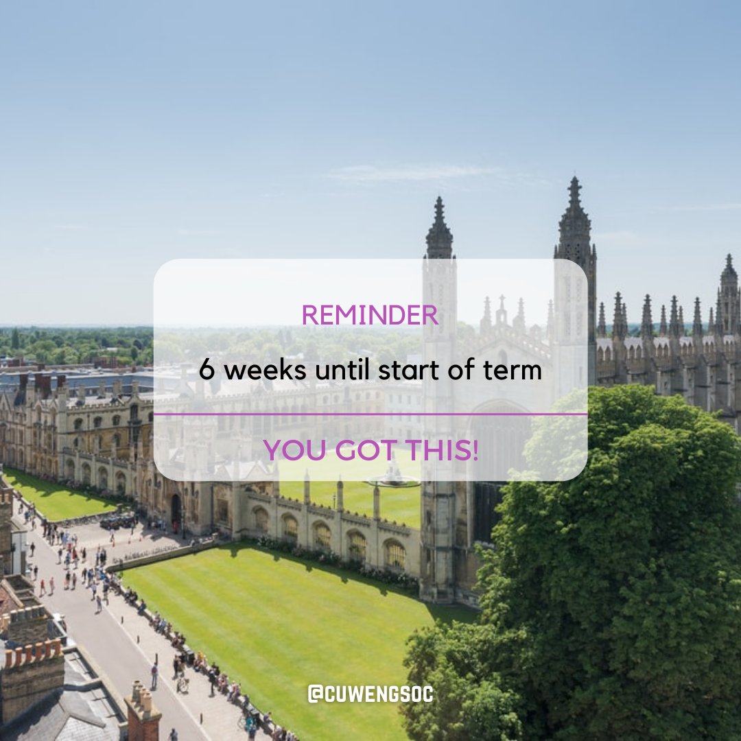 𝗧𝗵𝗲 𝗯𝗲𝘀𝘁 𝗸𝗶𝗻𝗱 𝗼𝗳 𝗰𝗼𝘂𝗻𝘁𝗱𝗼𝘄𝗻! 🤩

We couldn't be more happy to see our returning members and welcome new engineering students to Cambridge 🧑‍🔬

𝑾𝒉𝒂𝒕 𝒂𝒓𝒆 𝒚𝒐𝒖 𝒎𝒐𝒔𝒕 𝒆𝒙𝒄𝒊𝒕𝒆𝒅 𝒇𝒐𝒓 𝒊𝒏 𝒕𝒉𝒊𝒔 𝒄𝒐𝒎𝒊𝒏𝒈 𝒕𝒆𝒓𝒎?