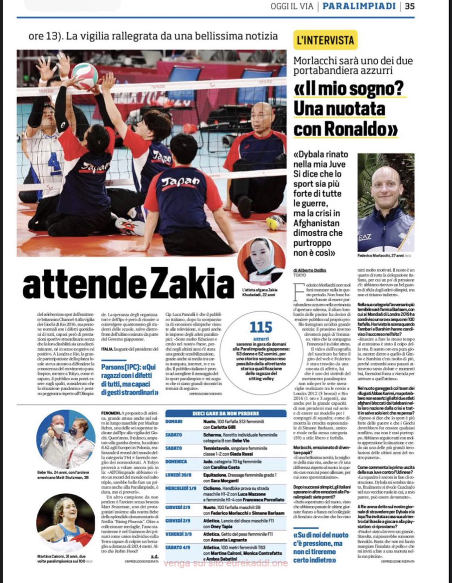 Al via oggi le Paralimpiadi con la partecipazione anche delle atlete afgane … forza ragazzi ! #24Agosto #Paralympics #Paralimpiadi #Afganistan