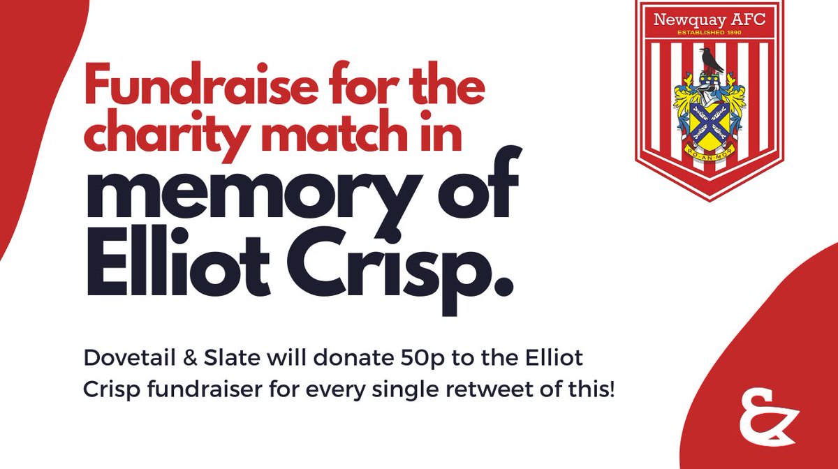 One of our sponsors @dovetailslate have kindly offered to help us fundraise for next Fridays Charity Football Match in memory of Elliot Crisp with all money going to Teenage Cancer Trust! They will pay 50p for every single retweet this post gets! - Max £500 Get Retweeting!