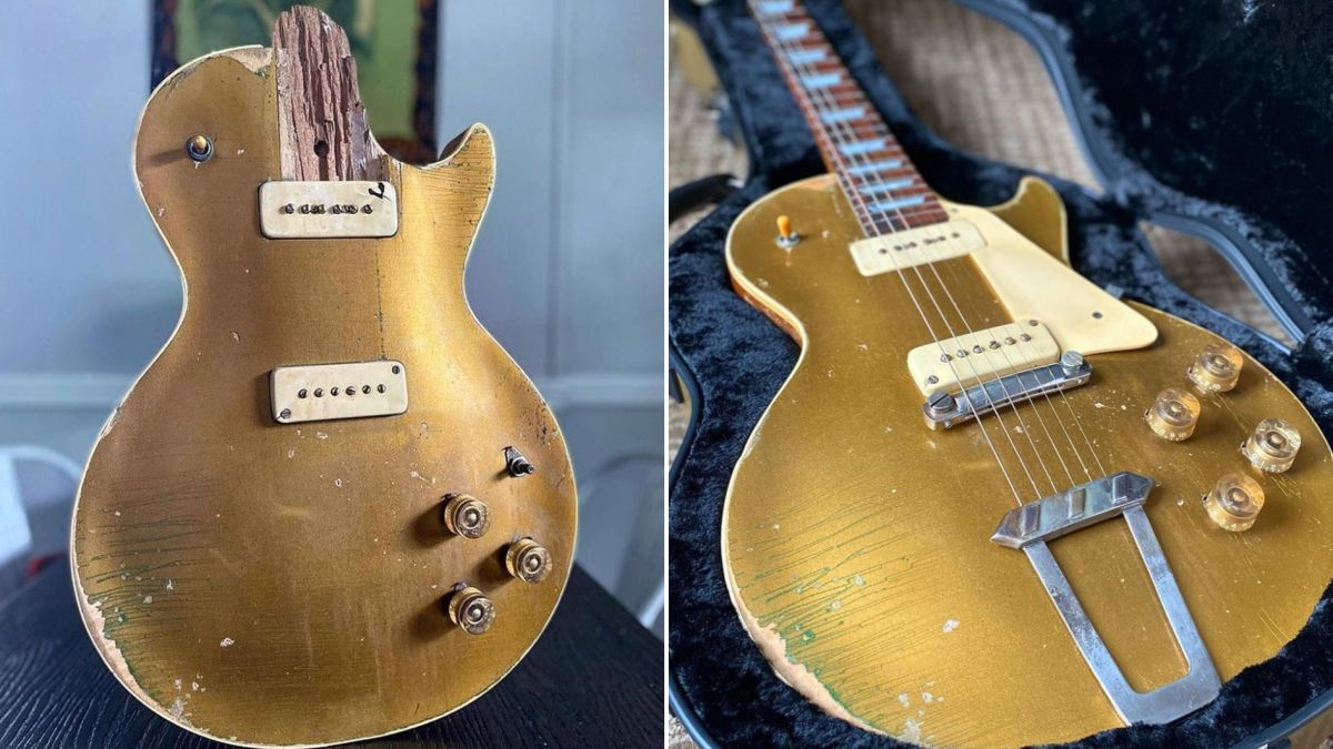 GuitarWorld's tweet photo. Jared James Nichols has finished restoring one of the first Gibson Les Pauls ever made https://t.co/nbXNJ7BJ65 https://t.co/OZaymc5pQB