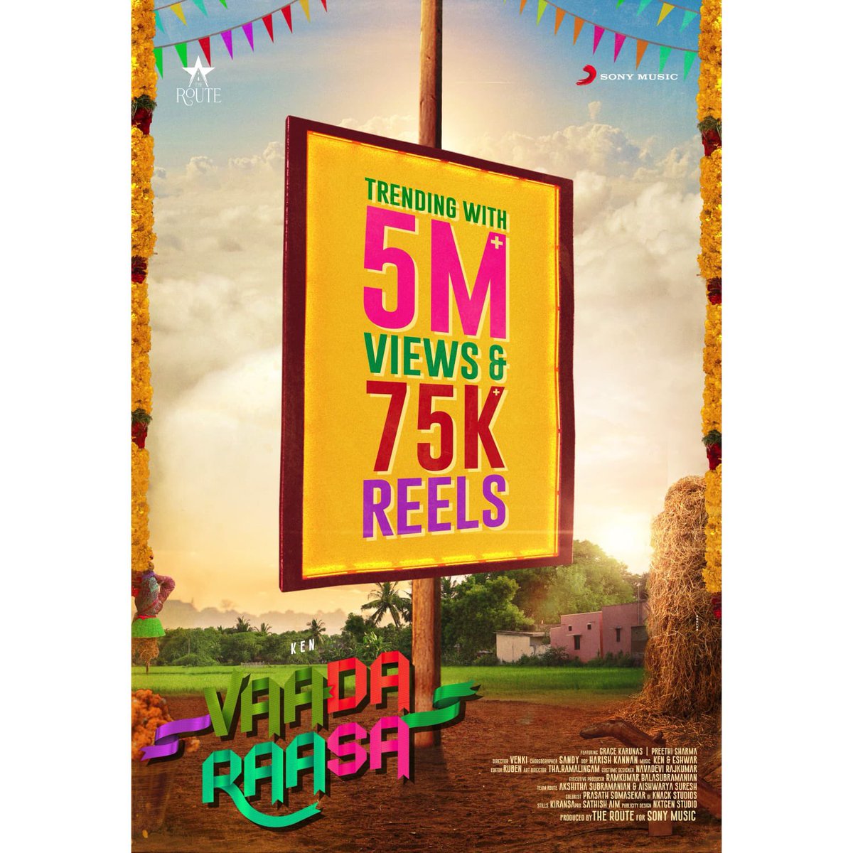 Ken Karunaas (@kenkarunaas) on Twitter photo TRENDING #VaadaRaasa hits 5️⃣ MILLION VIEWS and 7️⃣5️⃣K+ REELS ! 😍🔥
Thank you for the massive love! ❤️
➡️ bit.ly/VaadaRaasa
@sonymusicsouth #GraceKarunaas <a href="/PreethiSharma19/">Preethi Sharma</a> <a href="/Eshwar_santha27/">Eshwar Santhanalakshmi</a> <a href="/TheRoute/">TheRoute</a> <a href="/Jagadishbliss/">Jagadish</a> <a href="/Venki_dir/">Venki</a> <a href="/dop_harish/">Harish Kannan</a> <a href="/iamSandy_Off/">SANDY</a>
#VaadaRaasaStepu TRENDING #VaadaRaasa hits 5️⃣ MILLION VIEWS and 7️⃣5️⃣K+ REELS ! 😍🔥
Thank you for the massive love! ❤️
➡️ bit.ly/VaadaRaasa
@sonymusicsouth #GraceKarunaas <a href="/PreethiSharma19/">Preethi Sharma</a> <a href="/Eshwar_santha27/">Eshwar Santhanalakshmi</a> <a href="/TheRoute/">TheRoute</a> <a href="/Jagadishbliss/">Jagadish</a> <a href="/Venki_dir/">Venki</a> <a href="/dop_harish/">Harish Kannan</a> <a href="/iamSandy_Off/">SANDY</a>
#VaadaRaasaStepu