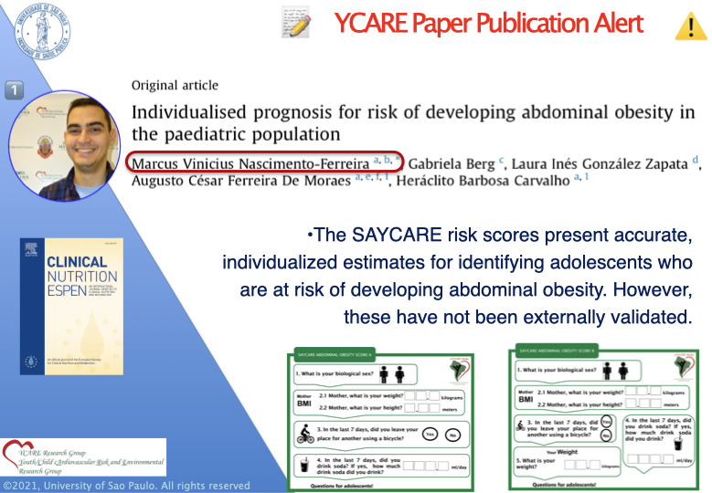 First Marcus’s Post-Doctorate paper:

To develop and validate risk scores for predicting abdominal obesity in South American children and adolescents based on extrinsic and intrinsic variables. 358 Children &amp; 369 adolescents from🇦🇷🇵🇪🇨🇴🇺🇾🇨🇱🇧🇷. #epitwitter 
authors.elsevier.com/c/1db3a8Yy14~u…