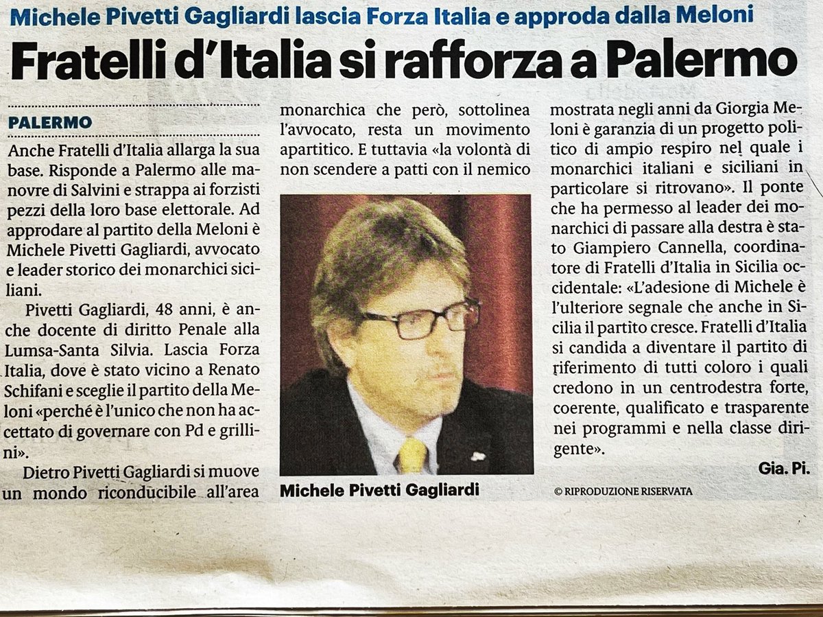 MichelePivetti's tweet photo. Con @GiorgiaMeloni @giampicanne @CarolinaVarchi @raoulrusso @DavGentile e tanti altri amici, con l’unico obiettivo di restituire sovranità alla nostra gente, alla nostra Patria, alle nostre famiglie! #fratelliditalia #openars #sicilia2022 https://t.co/Bce0jUg5dV