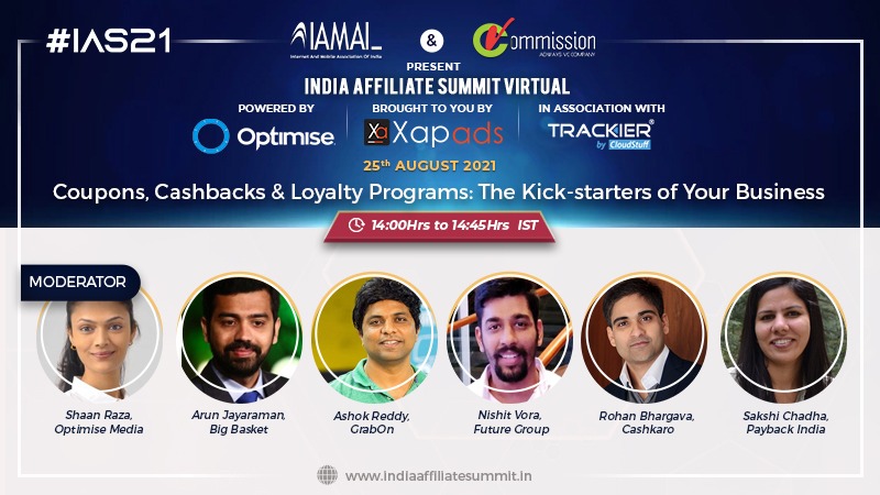 IAMAIForum's tweet photo. Learn more about "Coupons, Cashbacks &amp; Loyalty Programs: The Kick- starters of Your Business" at #IAS21 scheduled to happen on 25th August 2021. 

Reserve your seat now: https://t.co/Y9iBi87GdX

#indiaaffiliatesummit #freebooth #booth #onlineevent #virtualevents #virtualsummit https://t.co/SmjOYpSivP