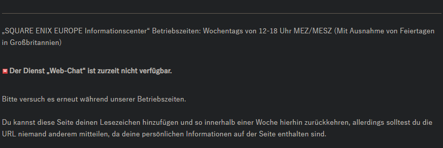 notBentoFox's tweet photo. soo why is @SquareEnixDE telling me I should came back between 12-18 MEZ/MESZ when its that time ... thx for not beeing helpful I guess https://t.co/2leuh4o8PU