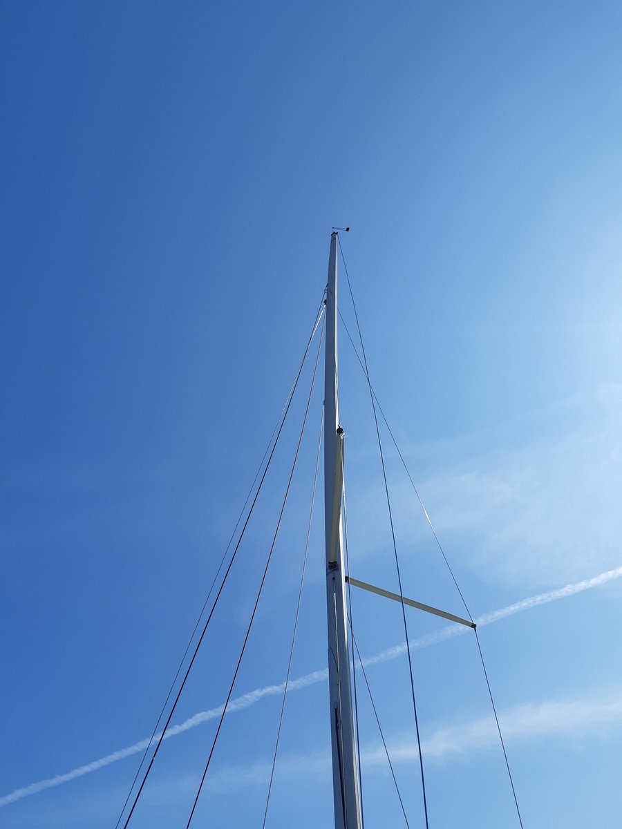 Mast down or bosun's chair for 707 Windex replacement?  Last job after lifting, scrubbing and relaunching the fleet for Burnham Week....