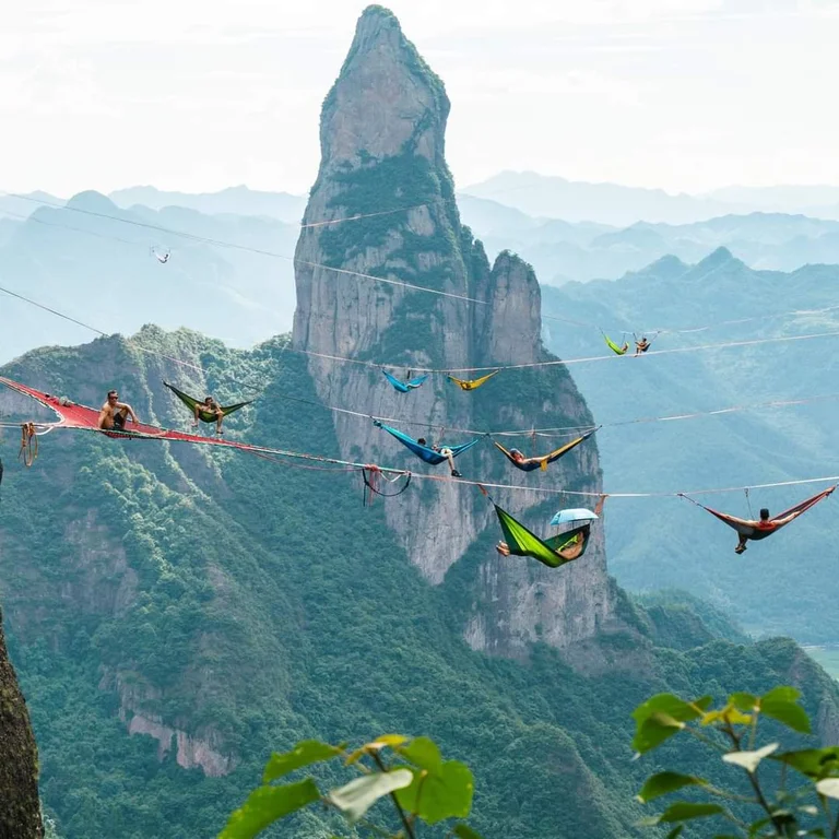 RebeccaH2030's tweet photo. Sky camping in the mountains of #China !
No need for alarms! Be awoken by the majestic sound of your companions screams as they plummet to their death during their morning wee!’ 😇
#Tiredearth https://t.co/YCA9YIfP6Z
