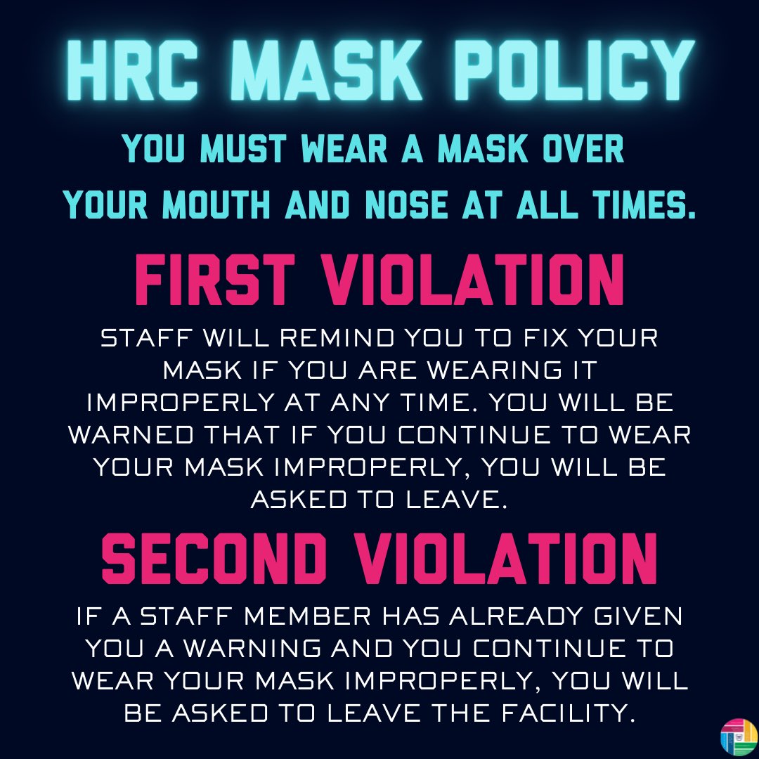Make sure you have read our mask policy before heading to the HRC. Thank you for helping us keep our space safe! #BUBeWell