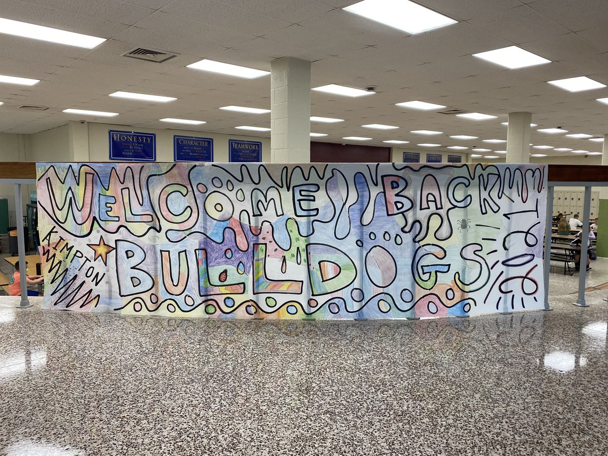 Fantastic art project by Mrs. Kamerer’s 7th graders ‘Welcoming Back’ our students!