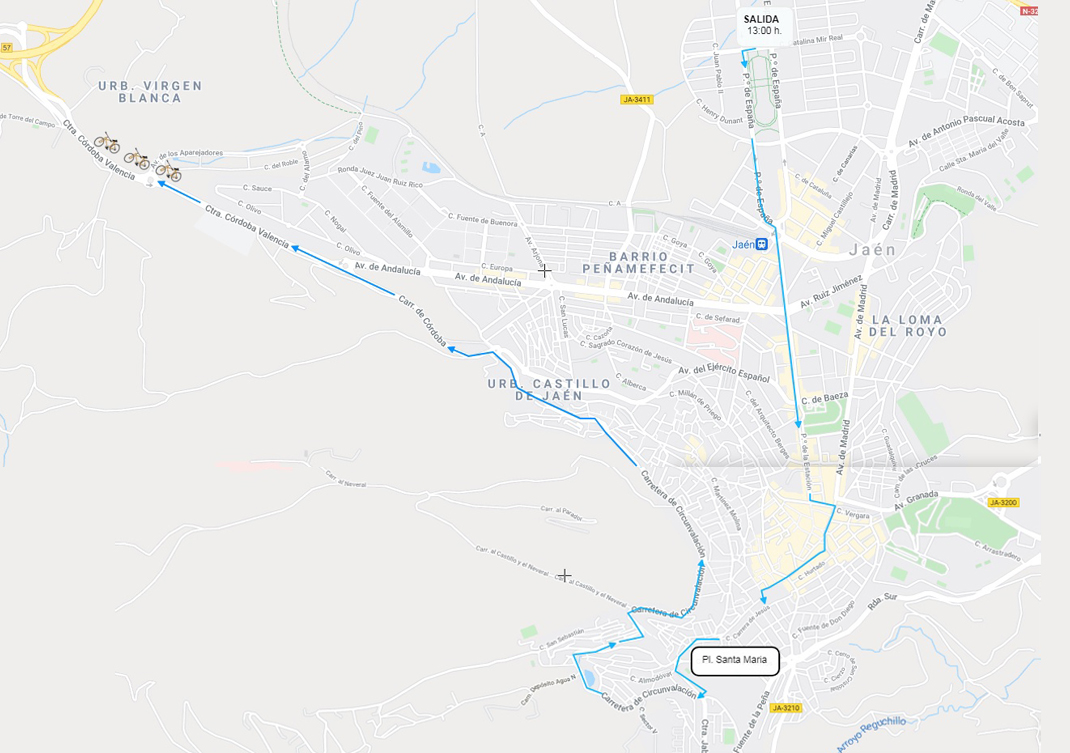 local_jaen's tweet photo. #VueltaCiclista
13:05 h. salida neutralizada: Catalina Mir Real -Pso. España - Pso. Estación -Rastro -Virgen de la Capilla -Bernabé Soriano -Pl. de Sta. María -Crra. de Jesús -Juan Montilla -Circunvalación - Ctra. Córdoba -salida.
13.15 h. salida lanzada desde km.0: Ctra. Córdoba https://t.co/ydFp2VZZTq