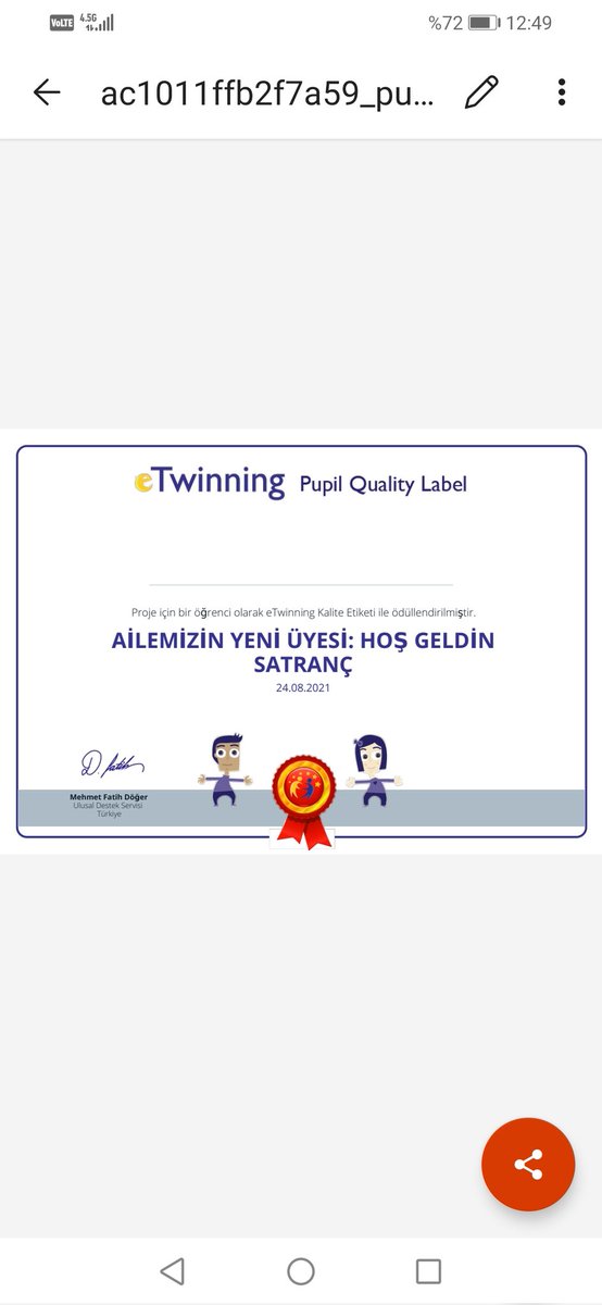 CeqayS's tweet photo. @tretwinning
@eTwinningDestek
#etwinning
#kaliteetiketi
Proje kalite etiketimizi aldık. Projede emeği geçen herkese teşekkür ediyorum. https://t.co/fACmR4bZaz