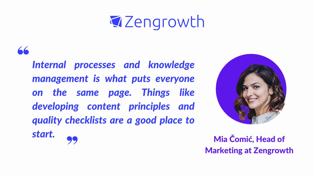 ZengrowthHQ's tweet photo. For all #b2bmarketing experts out there: how do you control the quality of your output? Here's what Mia, our Head of Marketing has to say, but we're curious about other practices in the industry as well. 👀 Share your tips in the thread👇 https://t.co/HJmT1SOcTN