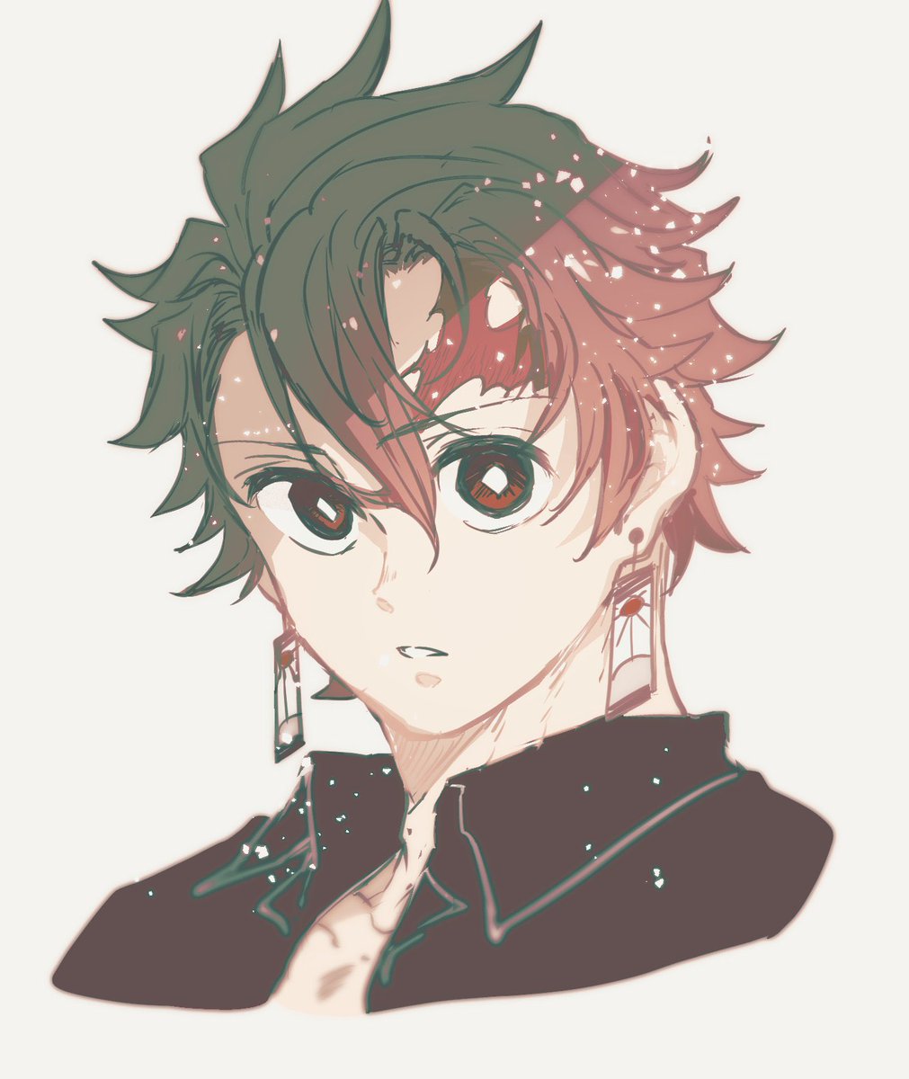 kamado tanjirou 1boy male focus solo earrings jewelry scar scar on face  illustration images