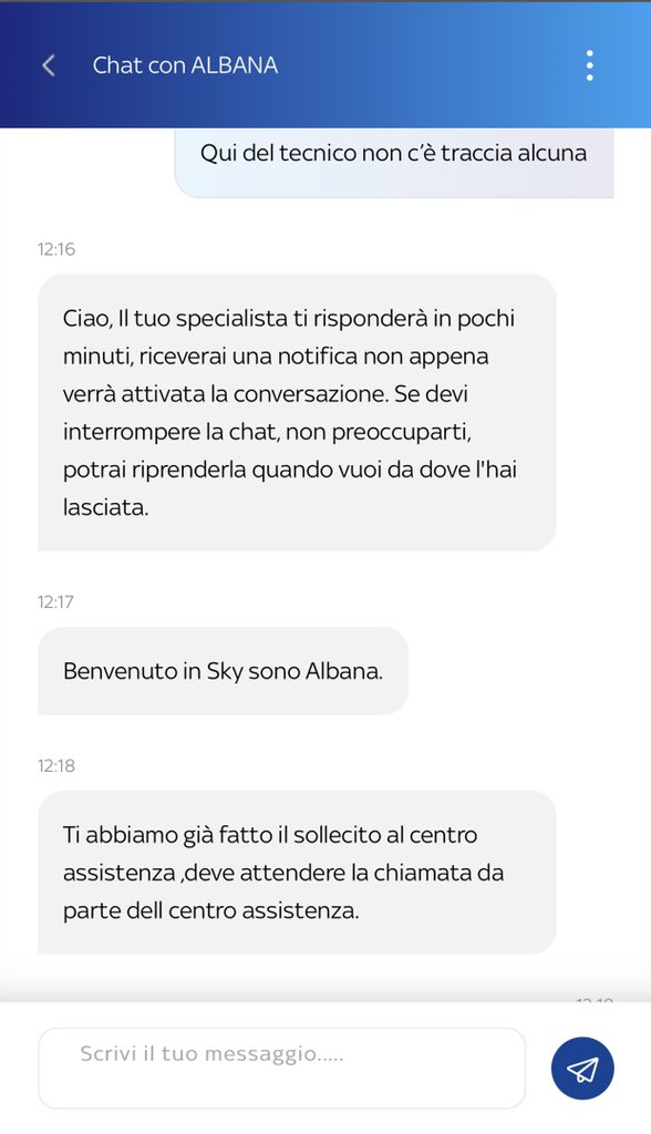 Polluce's tweet photo. @SkyItalia #skyitalia #customerservice #supportoclienti #precisione fissato appuntamento stamattina. Ghosted by the technician https://t.co/Y6Bs0o4pkE