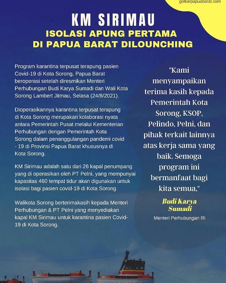 BaratGolkar's tweet photo. Launching turut dihadiri secara virtual oleh Menteri Perhubungan Repulik Indonesia @budikaryas,

@DPP_Golkar
@kabargolkar 
#AirlanggaHartarto 
#kerjauntukindonesia 
#GolkarIndonesia 
#GolkarPapuaBarat
#IsolasiTerpadu
#Covid-19 https://t.co/7L8SqriNFT