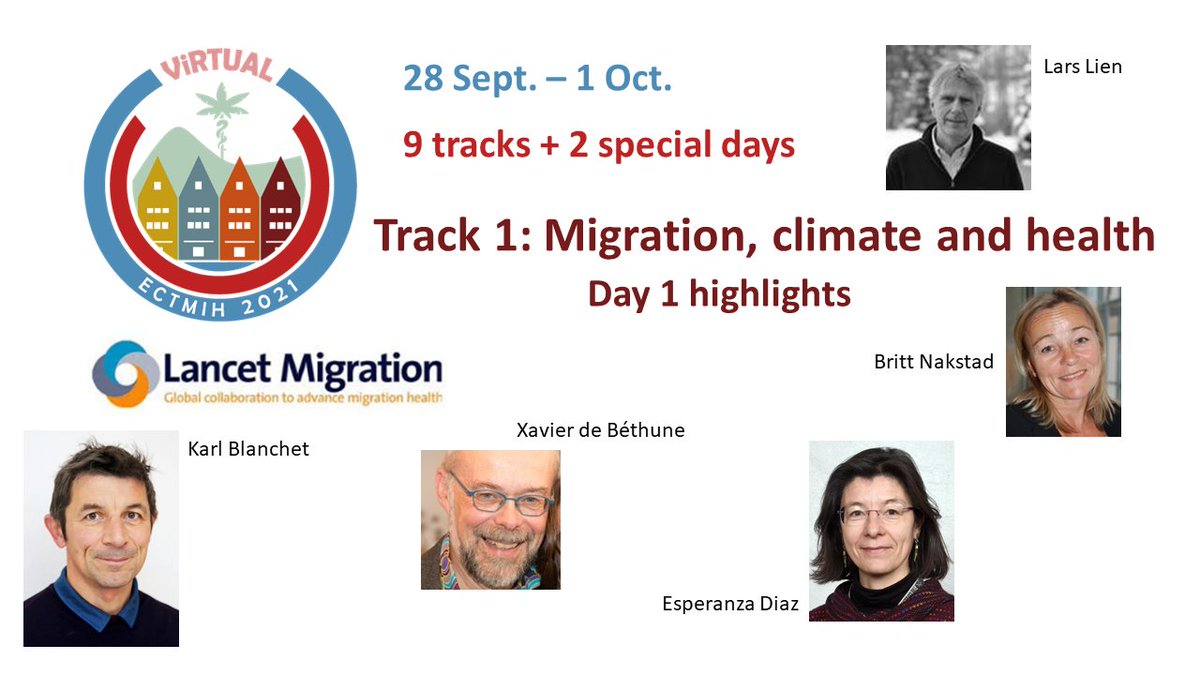 Track 1 – Day 1 highlights: refugee mental health, climate change impacts on health, #migration, CHART project and more! 
Register to join ectmih2021.no
bit.ly/3B8dhg4  bit.ly/3kdmxsk <a href="/Hum_StudiesGVA/">Geneva Centre of Humanitarian Studies</a> <a href="/MIGHCommission/">Lancet Migration: global collaboration</a>
<a href="/CIHUiB/">Centre for International Health</a> <a href="/UiB/">Universitetet i Bergen</a> @medofak_uib <a href="/IGS_UiB/">Institutt for global helse og samfunnsmedisin</a>