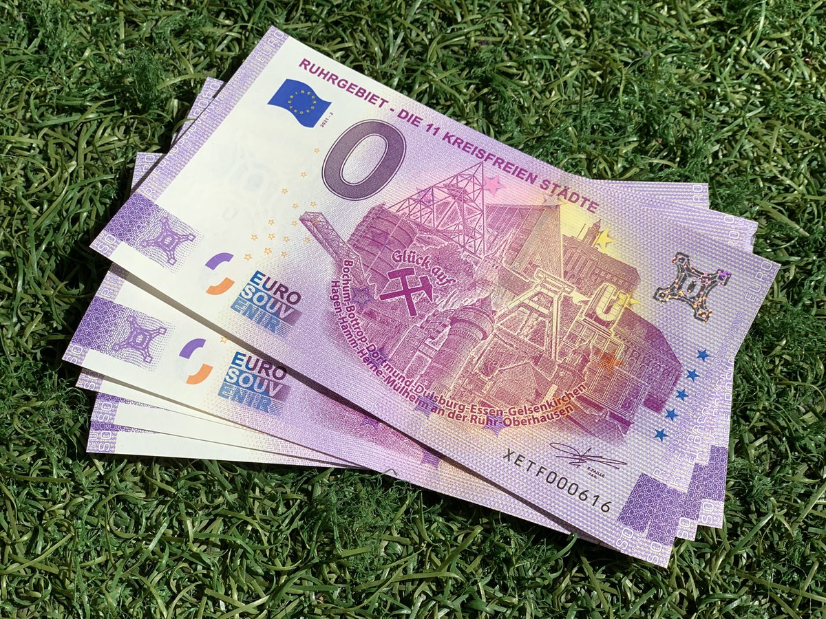 Die 11 kreisfreien Städte im Regionalverband Ruhr sind Bochum, Bottrop, Dortmund, Duisburg, Essen, Gelsenkirchen, Hagen, Hamm, Herne, Mülheim und Oberhausen.

#0EuroSchein #NullEuroSchein #0Euro #CeroEuros  #0eurosouvenir #0eurobanknote #banknote #banknotecollection #EuroSouvenir
