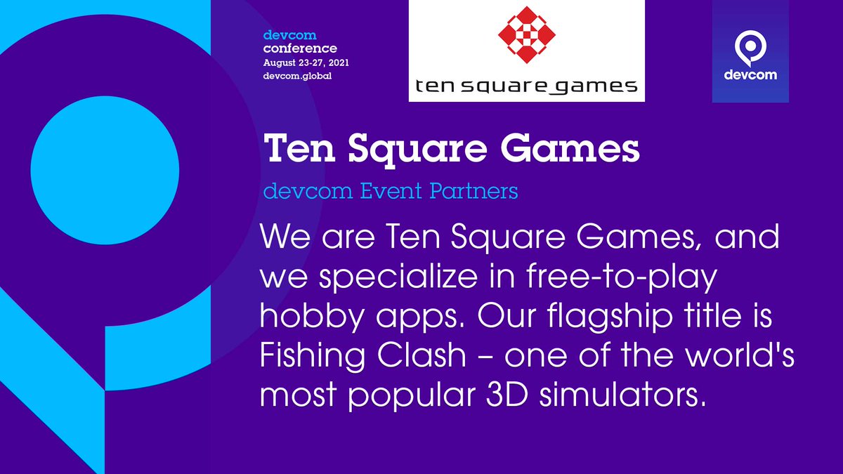 gamescomdev's tweet photo. We'd like to present you our event partner ⭐️@TenSquareGames ⭐️a specialist in free-to-play hobby apps! Check their game Fishing Clash, a super popular 3D simulator! 🧊

📣partner post 📣
#tensquaregames #fishingclash #3Dsimulator #gamingindustry #devcom #ddc2021 #sponsoredpost https://t.co/O4MdINhvH1