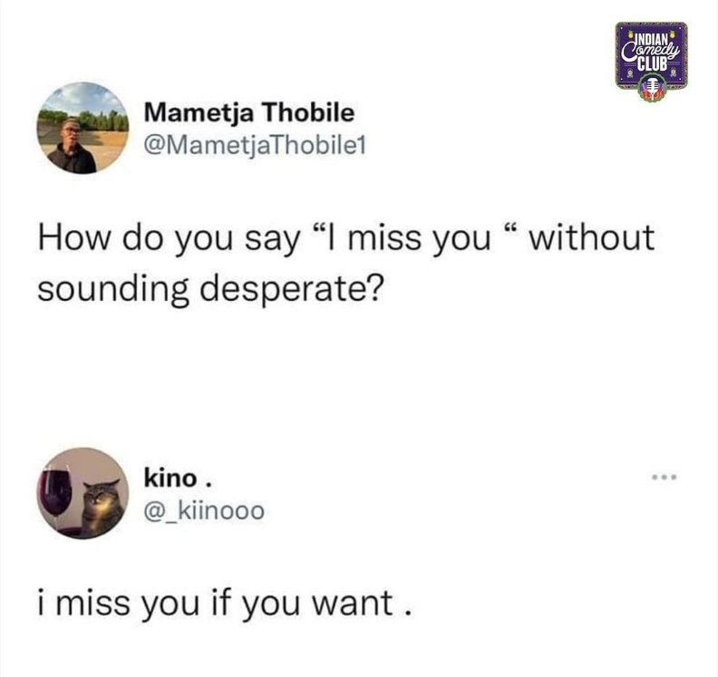IndComedyClub's tweet photo. 😂😂😂
.
.
.
.
.
#imissyou #missyou #majormissing #longdistancerelationship #longdistancelove #relationshipgoals #relatablememes #relationshipmemes #dankhumor #dankmemes #dailymemes #dailypost #darkmemes #memes #memesmumbai #memesdelhi https://t.co/HthDPXi8dP