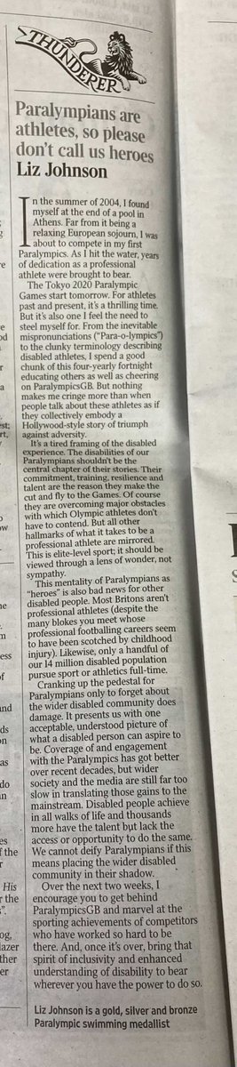 "Paralympians are athletes, so please don't call us heroes"
It's great to see our Liz mentioned in The Times paper this morning. #paralympics #inclusivity #Tokyo2020