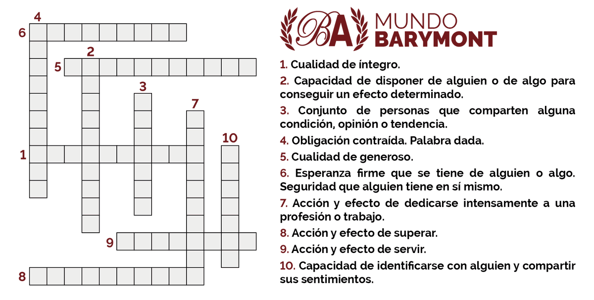 barymont's tweet photo. Queremos que nos sigas conociendo. 😉 Hoy te proponemos un Crucigrama. Encuentra 🔟 palabras que nos definen.🧐 El jueves publicaremos la solución 👇👇👇 https://t.co/StlMEEdgZN
