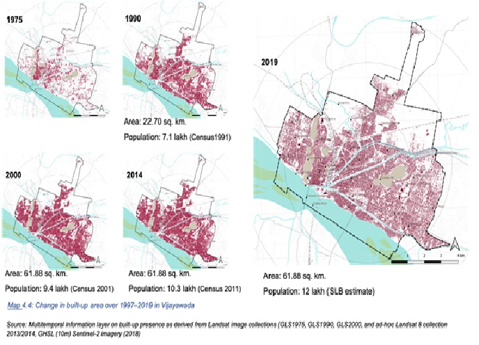 UNHabitatIndia's tweet photo. The declaration of #Amaravati, located about 15kms from #Vijayawada, as the new state capital in 2015 may have led to higher annual population growth during 2011–2019. New growth occurring along transport corridors.
@UNHabitatIndia urban analysis under #SCIAP project @UNIDO_India https://t.co/crujJbFHsQ