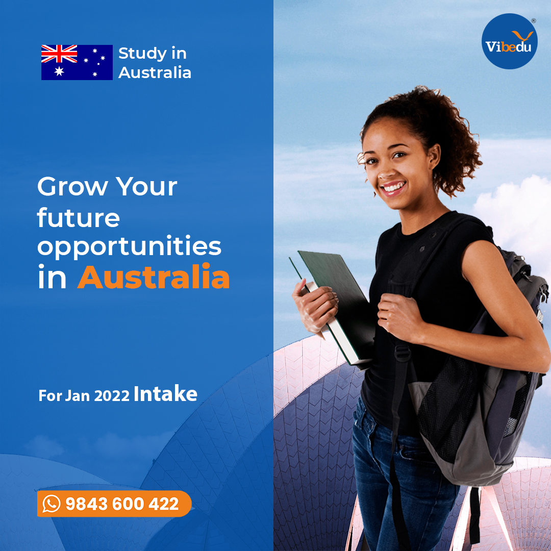 Study and Grow Your future opportunities in Australia!
Apply for Jan 20200 Intake! 
Call: 9843600422 / 904700422
Email: apply.vibedu@gmail.com
#vibedu #studyinaustralia2021 #studyabroad #scholarship #AustralianUniversity #abroadeducation #AustralianUniversities