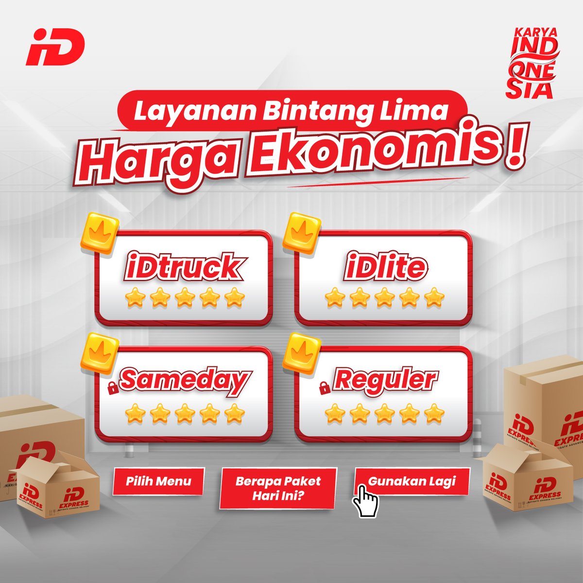 iDpeople, ada yang sudah coba semua menu layanan dari iDexpress?

Ngomong-ngomong, menu layanan apa nih yang paling sering kamu gunakan?
