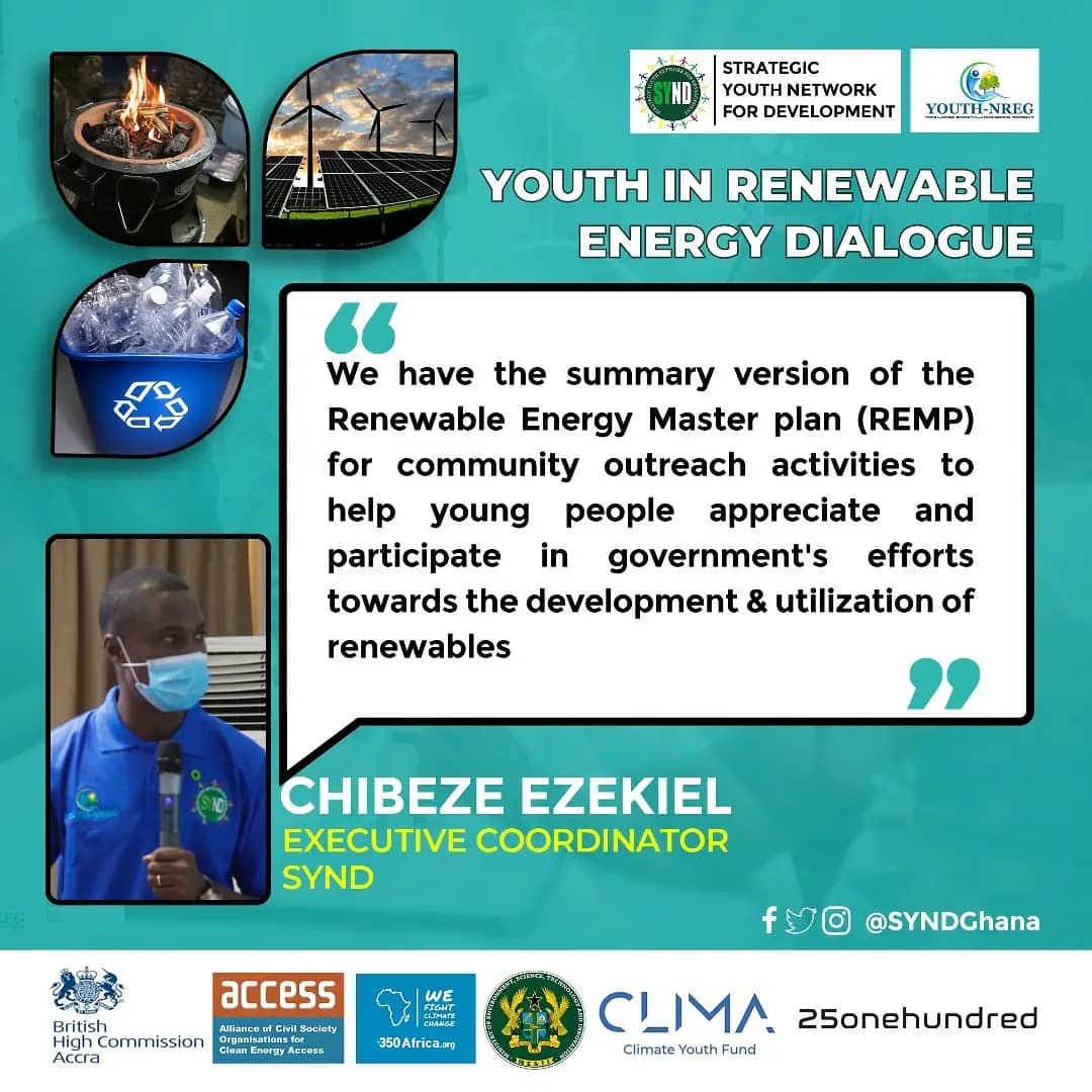 chibeze1's tweet photo. Young people ought to play an integral role in the creation of 220,000 jobs along the value chain by 2030 as indicated in Ghana's Renewable Energy Master Plan (REMP).
#EnergyAccess
#REstartups
#renewables https://t.co/Hh2CemwokO