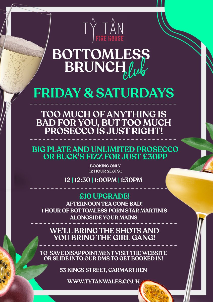 Too much of anything is bad for you, but too much Prosecco is just right! 🥂 

Bottomless brunch club is here to stay!! 

That’s a big plate and unlimited Prosecco or Buck’s Fizz for just £30pp
✅12
✅12:30
✅1:00pm
✅1:30pm

#bottomlessbrunchclub #bottomlessbrunch #thisiscymru