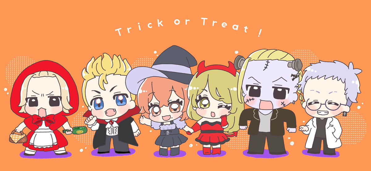 basket cosplay multiple girls blonde hair multiple boys halloween costume witch hat  illustration images