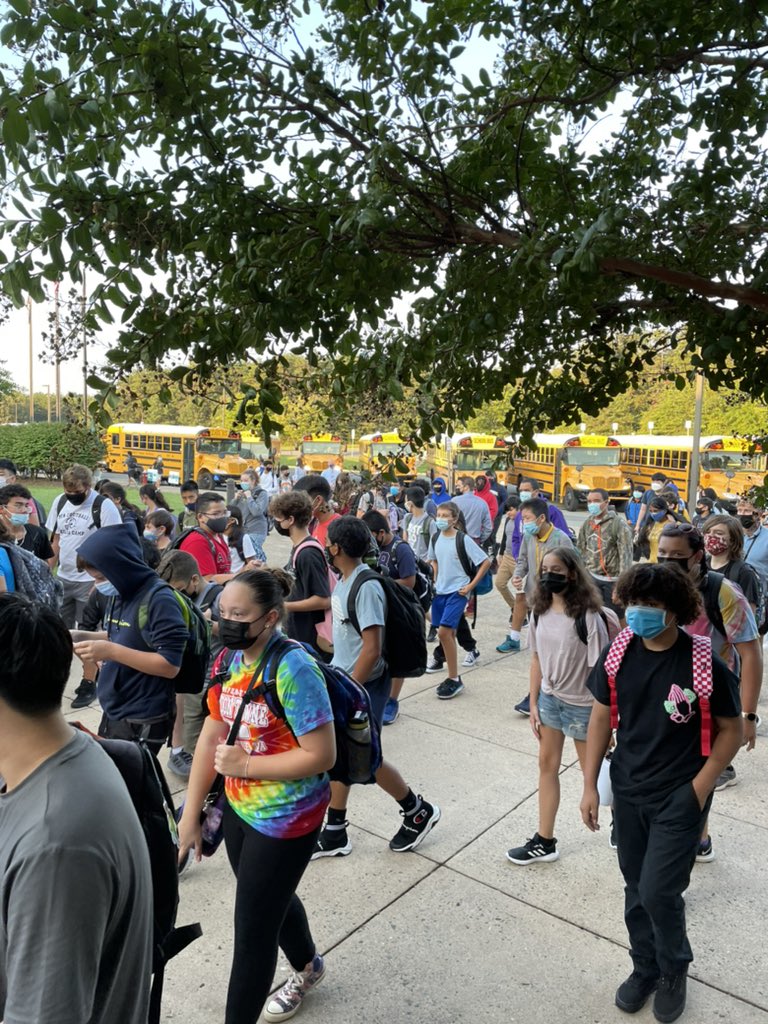 Today is the first “Blue” Day at Liberty Middle School. Students will participate in their even numbered classes, 2, 4, 6, 8. Staff, including Principal Erbrecht, teachers, and librarians, are greeting students and ushering them into the building with smiles and ukulele tunes!