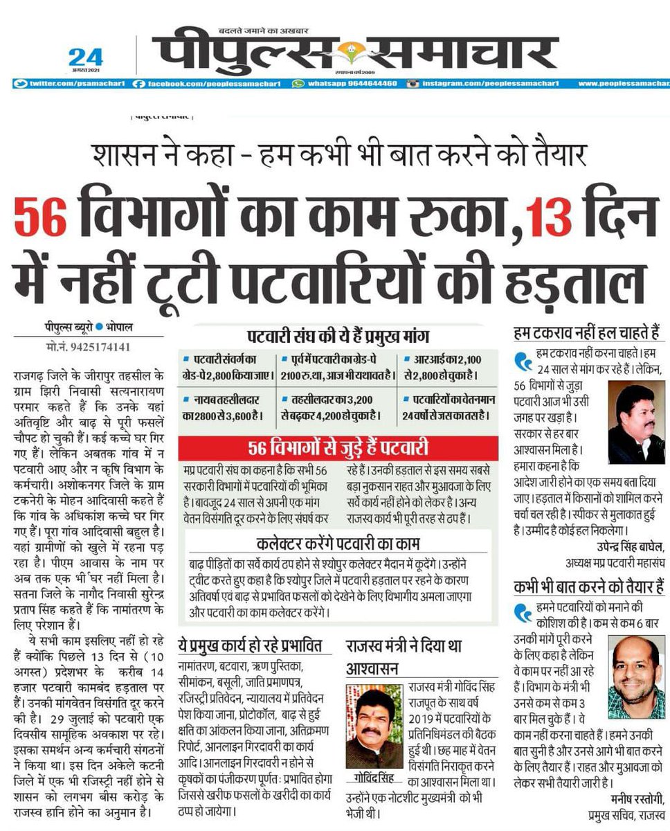 #mppatwari_strike 
We want 2800 GP 
<a href="/DainikBhaskar/">Dainik Bhaskar</a> <a href="/JansamparkMP/">Jansampark MP</a> <a href="/OfficeofSSC/">Office of Shivraj</a>