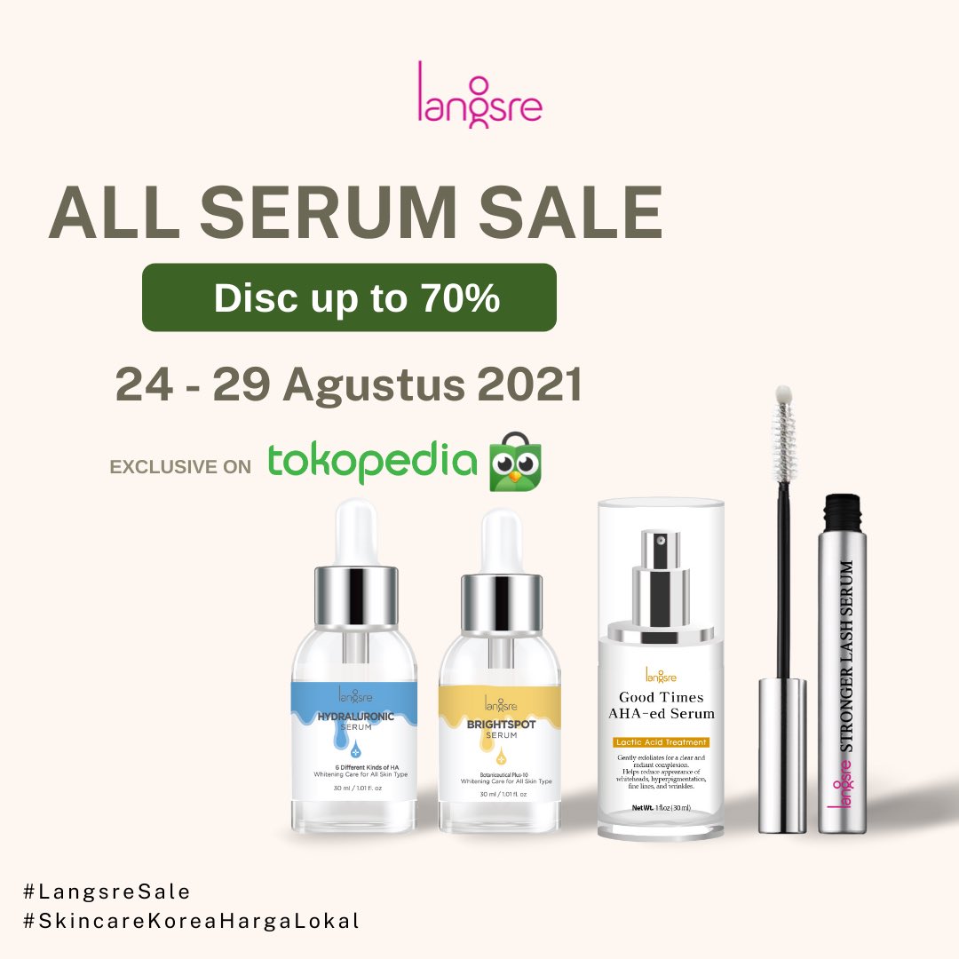LangsreI's tweet photo. Eits! Di Official Store Tokopedia juga sale loh! All Serum sale up to 70% juga!!!

Jangan sampe kelewatan! 🔥

#langsretips #langsresale #sale #skincaresale #skincarekorea #skincarekoreahalal #skincarekoreahargalokal https://t.co/cM4F2MeeFm