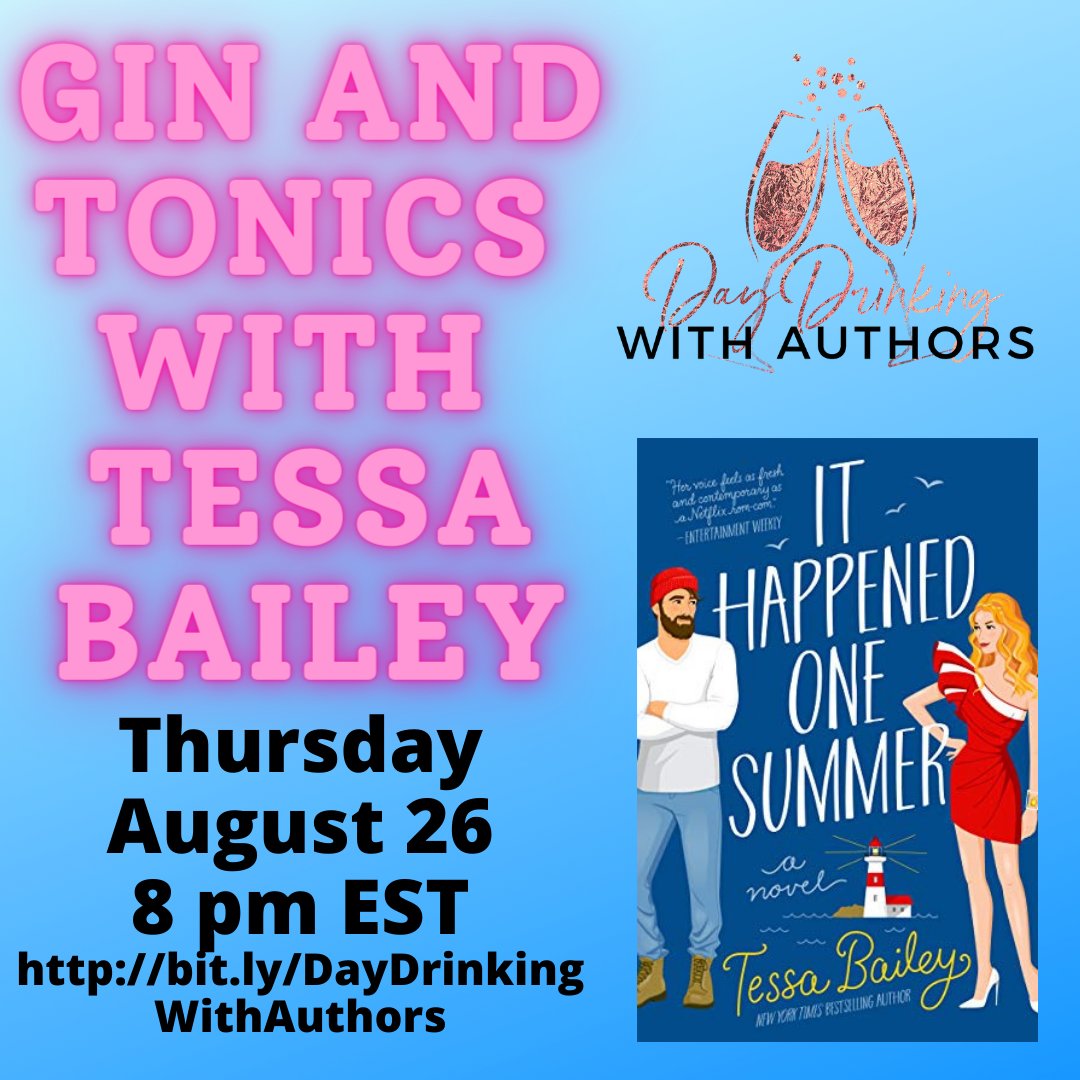 It Happened One Summer is a tonic for what ails you - so let's have some gin and tonics and a chat with @mstessabailey ! This Thursday 8 pm est. Click yourself interested or going to get the reminder facebook.com/events/2128024… And join the facebook group bit.ly/DayDrinkingWit…