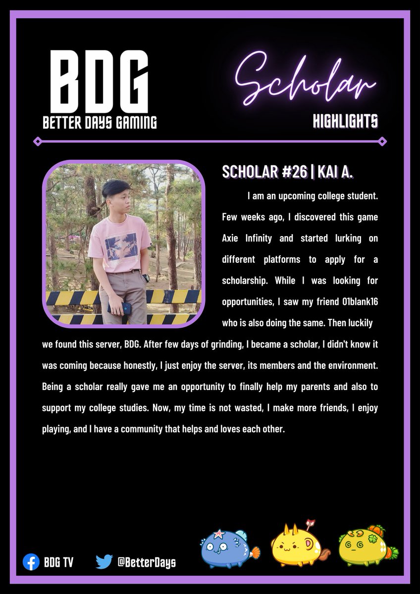 Here's our scholar number 26! 🎇

#axie #axieinfinityscholarship