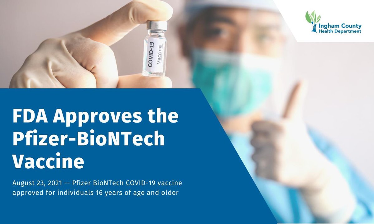Yesterday, the FDA approved the Pfizer-BioNTech COVID-19 vaccine, which will now be marketed as Comirnaty, for the prevention of COVID-19 disease in individuals 16 years of age and older.

For more information on the approval of the vaccine: fda.gov/coronavirus-di…