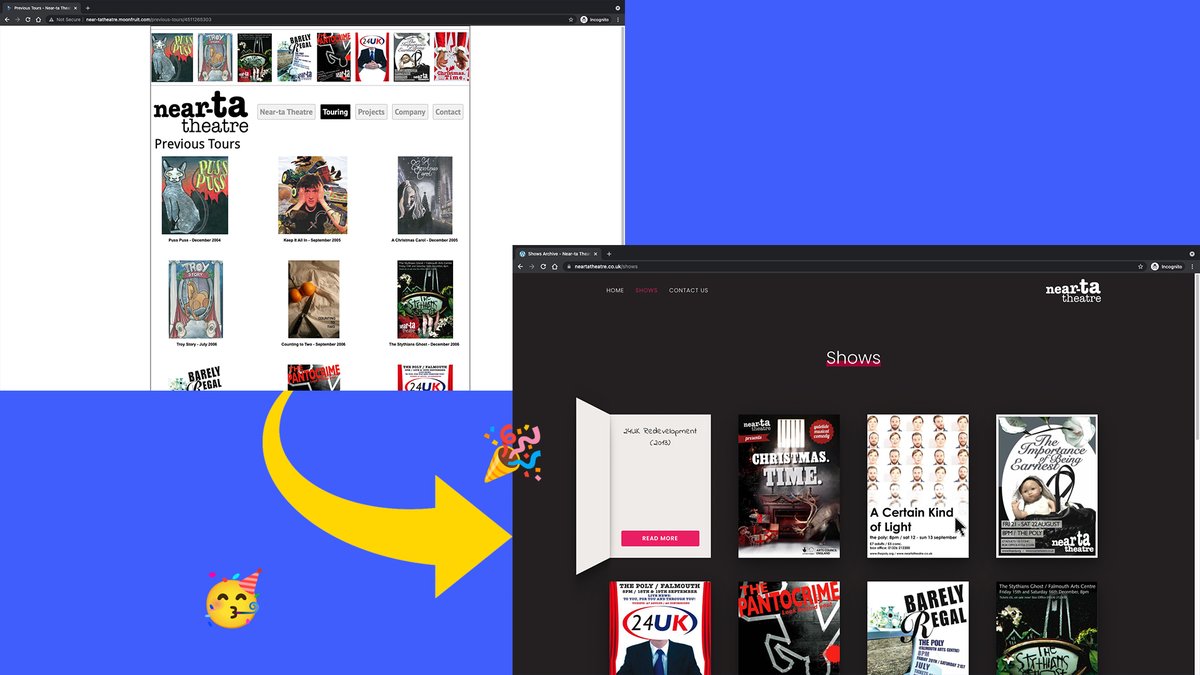 MGHDdevelopment's tweet image. It's been a wonderfully busy year here so far and we've been working on our biggest project to date in collaboration with the awesome @curious_ways  - launching soon, watch this space!

In the meantime, phase 2 of @NeartaTheatre's new site is now live! neartatheatre.co.uk/shows/