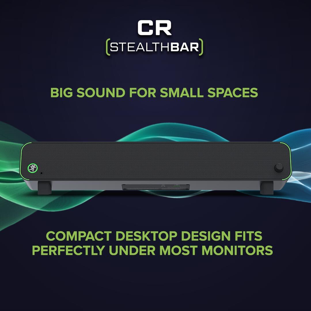 MackieGear's tweet photo. StealthBar delivers crystal-clear, punchy sound in a compact design that won't interrupt your workflow 🔈
#StealthBar #MeetStealthBar #PC #Gamer #Desktop https://t.co/kvuc0ujGC7