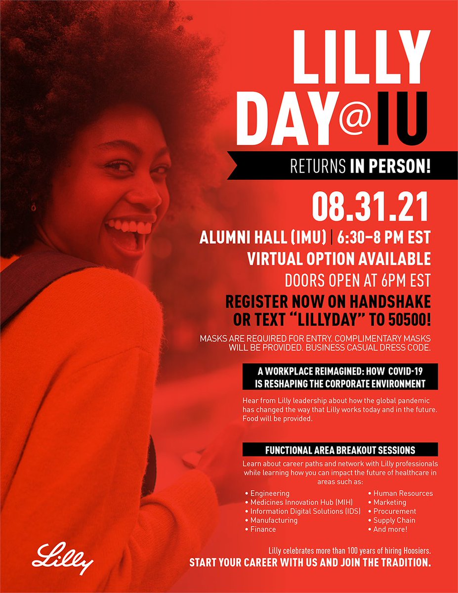 Calling all Hoosiers, mark your calendar for #LillyDayAtIU—next Tuesday, August 31—and learn about life at Lilly. #WeAreLilly